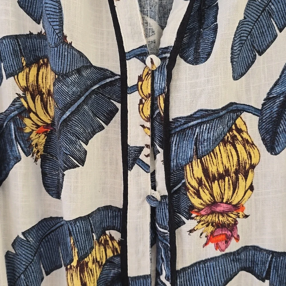 Desmond & Dempsey X H&M Banana Leaves Tropical Maxi Dress Size L - Picture 5 of 12